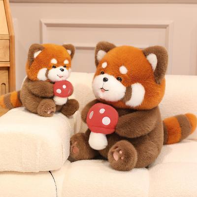 Mushroom Raccoon Doll Small Raccoon Cat Cute Cute Pillow Doll Plush Doll Toy Gift