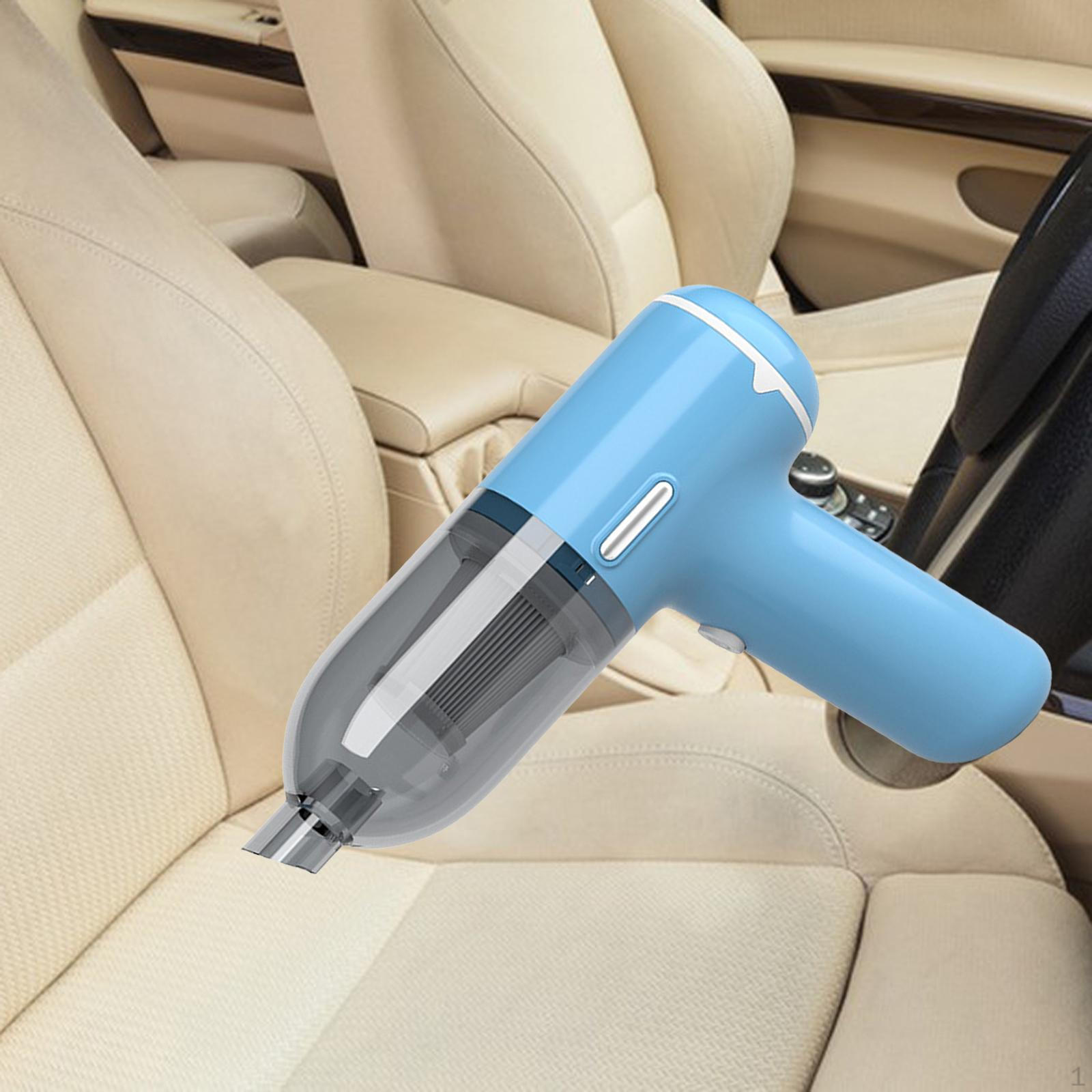 

Mini Car Vacuum Strong Suction with Nozzles for Dashboards Sofa Carpet Blue