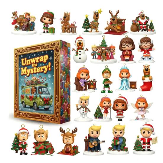 Adventskalender med julfilmskaraktärer Akrylhängdekoration 24 dagar Julnedräkningskalender Hem Kontor Skrivbordsdekoration