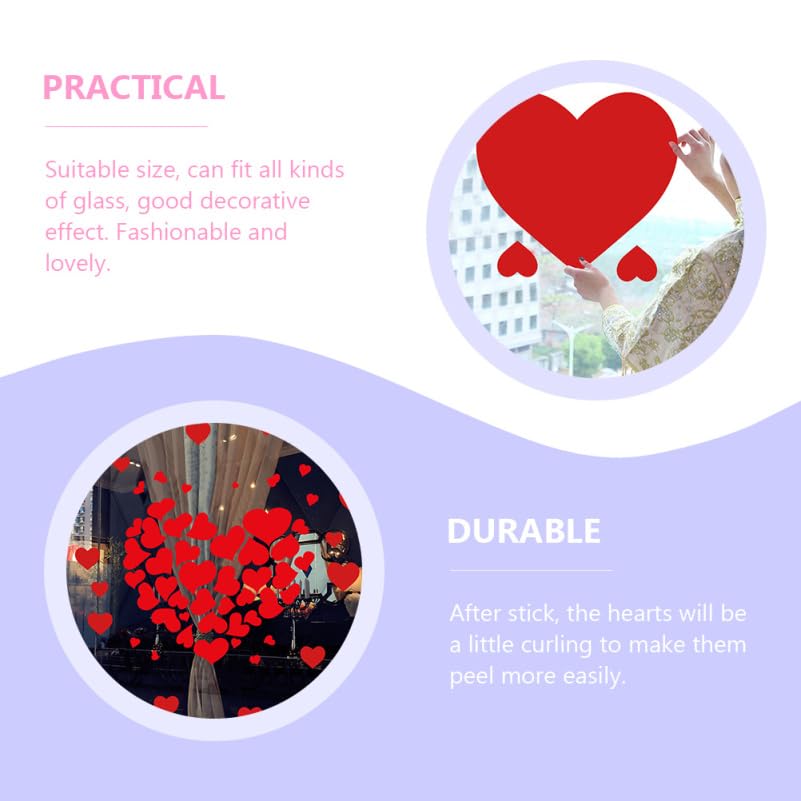 BESTonZON Wall Glass Perfect for Interior Atmosphere Photo Set of 12 Stickers, Heart-Shaped Stickers, Red, Removable, Cute, Valentine's Day, Weddings,