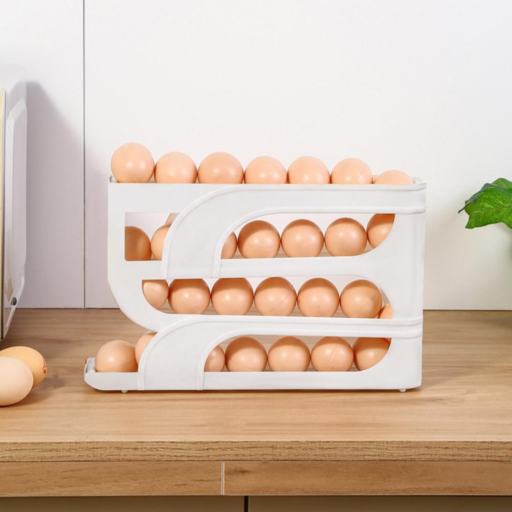 Egg Storage Box Auto Rolling Egg Container Auto Rolling Egg Holder for Fridge 4-tier Space-saving Dispenser Organizer