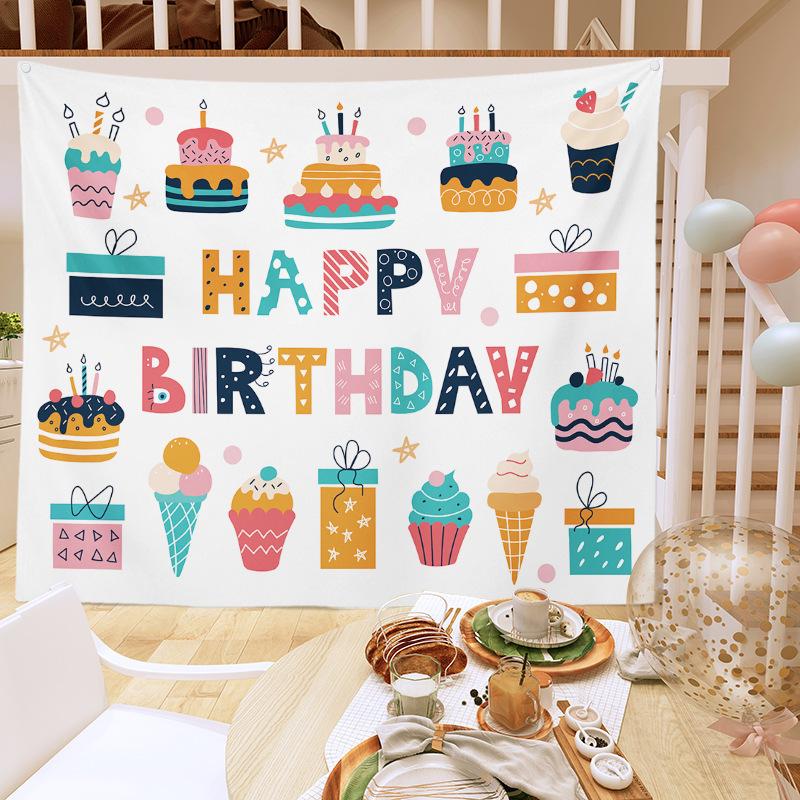 Birthday Party Decoration Tapestry Photo Background Cloth Ins Hanging Cloth Children's Meeting Scene Arrangement Background Wall Photo