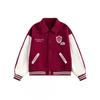 Unisex College Style Patch Embroidery Baseball Jacket Short Loose Fit Cotton Outerwear Teens