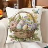 1pc Easter Bunny and Egg Pattern Short Plush Pillow Cover, Soft and Comfortable Smooth-Touch Polyester Short Plush Fabric, Single-Sided Print, Pillow