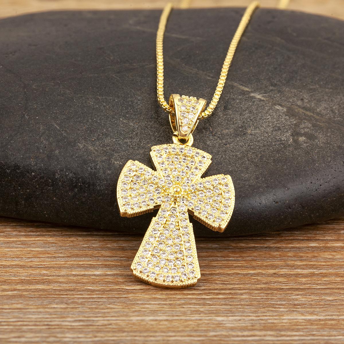 

Nidin New Trendy Personality Design Cross Pendant Necklace For Women Men Shiny Crystal Zircon Charm Jewelry Daily Party Gifts