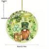 St. Patrick'S Day Acrylic Ornament, 2D Flat Printed Round Pendant, Dwarf Elf & Clover Design, Multi-Purpose Hanging Decor, with No Electricity Needed 