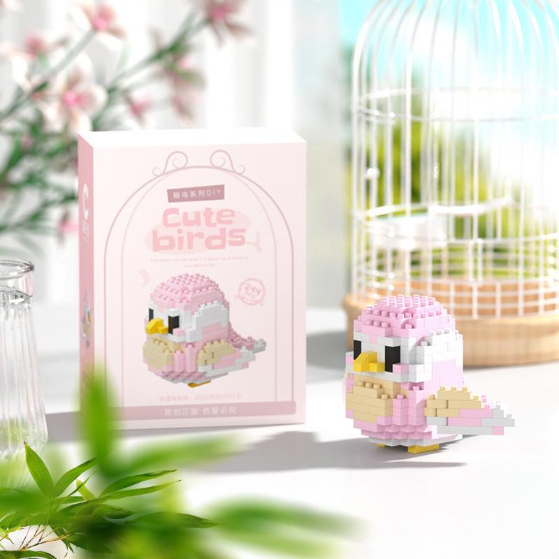 Păpușă DIY Papagal 3D Mini Blocuri de Construcție Diamant - Lumea Animalelor Papagal Set Combinat Complet Serie - Jucărie Creativă Blocuri de Construcție