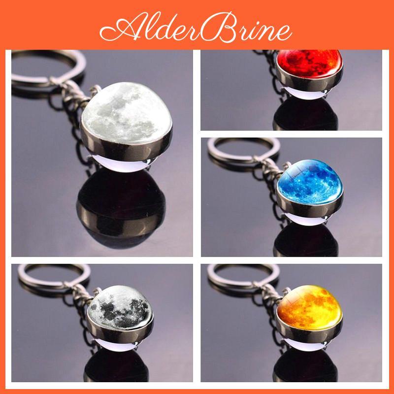 System Galaxy Planet Solar Keyring Nebula Space Keychain Moon Earth Sun Mars Art Picture Double Side Glass Ball Key Chain