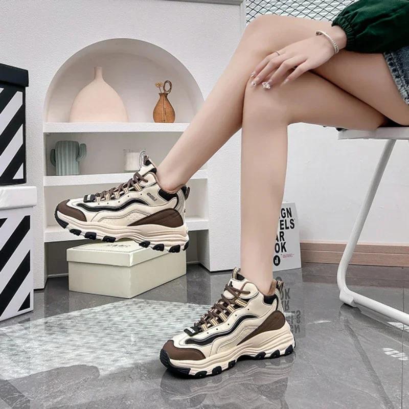 Fashion Lace-up Sports Platform Chunky Black Women's Snow Boots Shoes for Woman with Laces Sneakers Boot Female Anti Skid New Rock Y2k