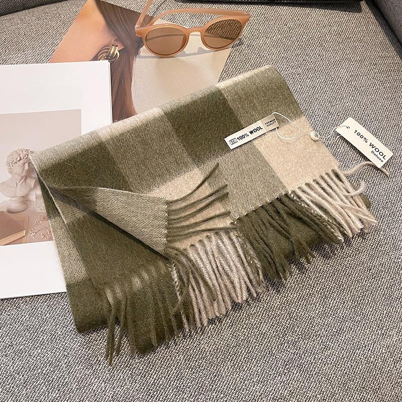 Wool Luxury Women Scarf Fashion Winter Daily Outfits Plaid Scarves Tassel Shawls Pashmina Lady Wrap Hijab Neckerchief