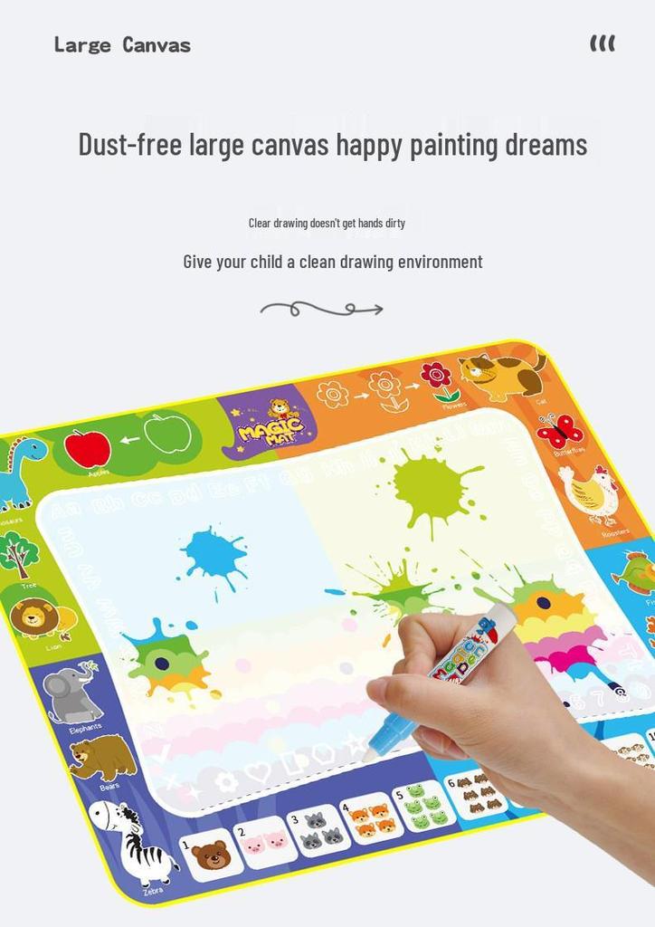 Children's Magic Water Canvas Doodle Mat - Large 120x90cm Educational Drawing Toy