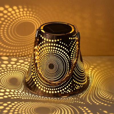 Solar Lamp Wrought Iron Hollow Butterfly Projection Lamp Outdoor Waterproof Hanging Lamp Courtyard