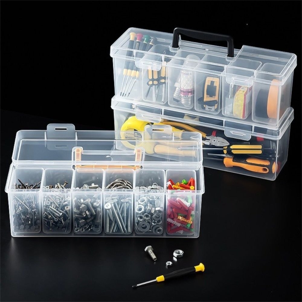 Plastic Hardware Toolbox with 6 Storage Case Hardware Tool Organizer Tool Storage Box  Home Use