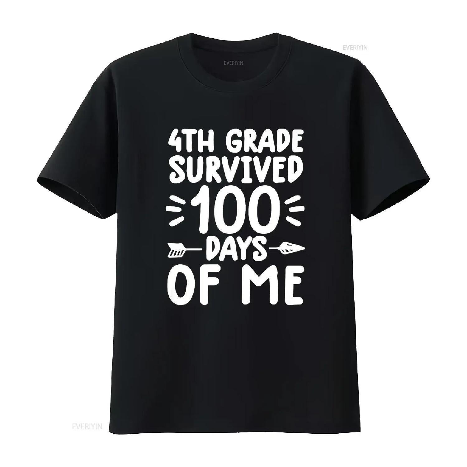 

Womens 4Th Grade T Shirt For Teachers 100Th Day Of School Black vintage Washed graphic Versatile Stretched Breathable S чёрный