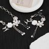 White Rose Flower Butterfly Row Diamond Tassel Necklace Bracelet Light Luxury Temperament High Sense Fashion Versatile Necklace Jewelry