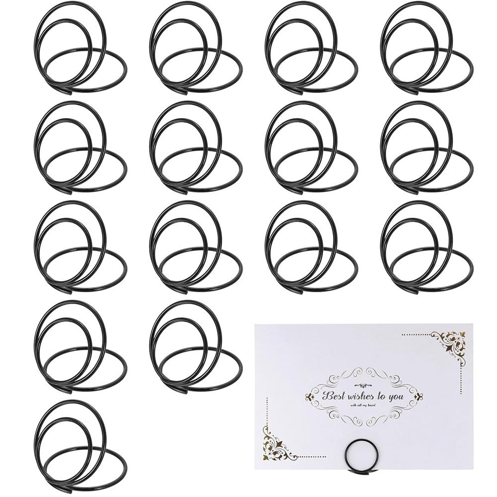 10Pcs Table Number Holder Round Shape Picture Cards Display Stand Stands Name Labels Photos Clips for Wedding Anniversary Party