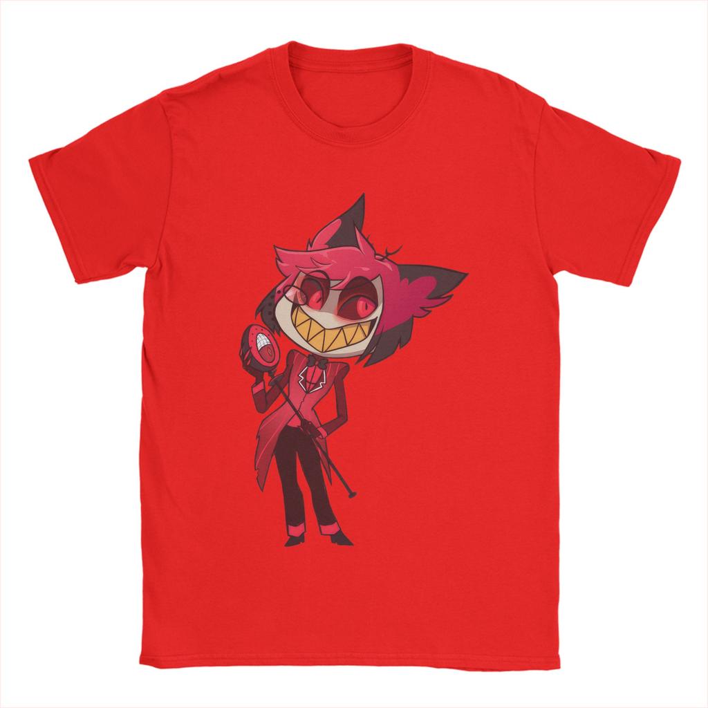 Men's Cartoon Alastor Hazbins Hotels T Shirts  Cotton Tops Vintage Short Sleeve Round Collar Tee Shirt Plus Size T-Shirts