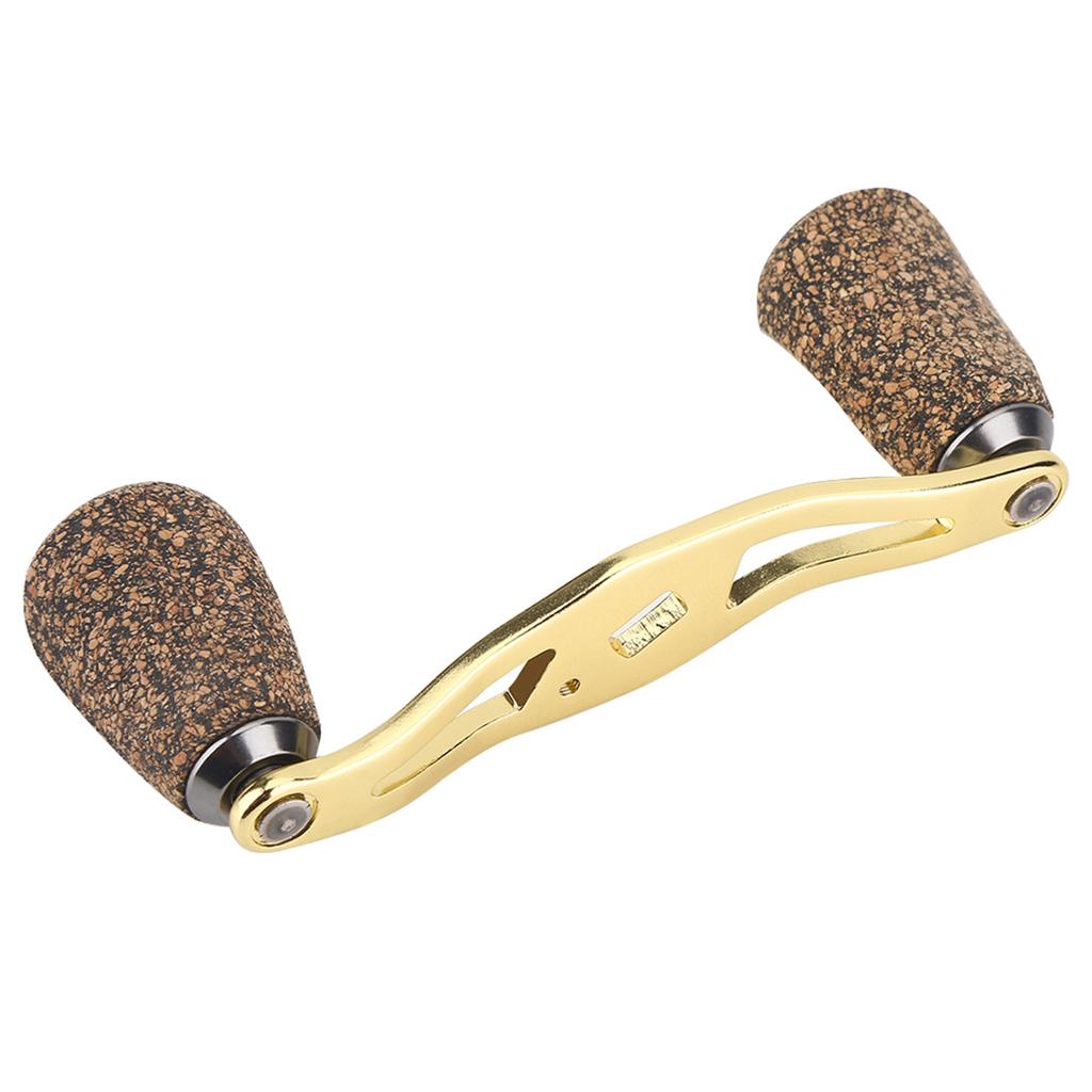 Fishing Reel Handle Wood Knob Carbon Fiber Frame with Fittings Replacement Parts (Gold)