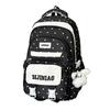Girls Lightweight School Backpack with Polka Dot Color Block and Charm Pendant for Teen Students