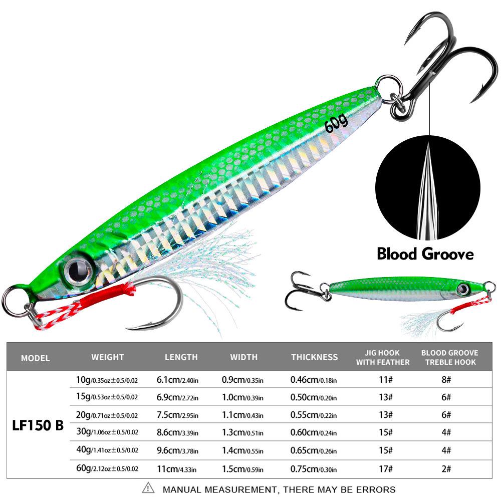 Bionic Metal Jig Bait for Boat and Sea Fishing - 10g To 60g Lead Fish Lures