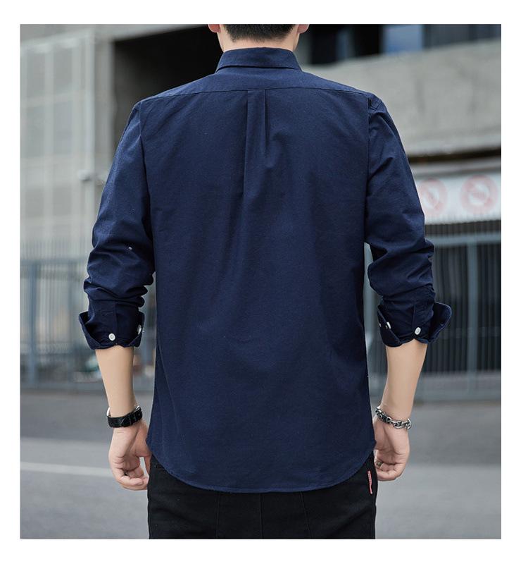 Men's Slim-Fit Long-Sleeve Oxford Shirt - Spring/Autumn Casual & Breathable