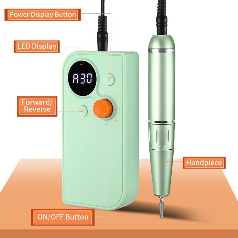 30000/35000RPM Rechargeable Nail Drill Machine Portable High Speed Electric Manicure Drill Acrylic Nail Sculpting Tools