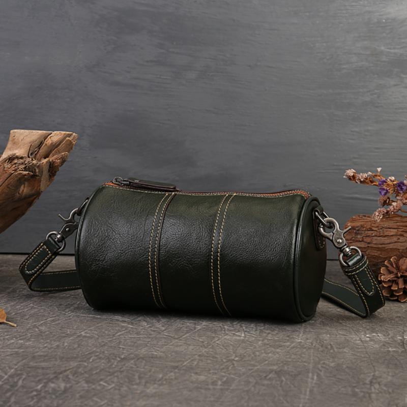 Johnature Geantă de pernă pentru femei din piele naturală, de culoare solidă, naturală, moale, de umăr și genți crossbody