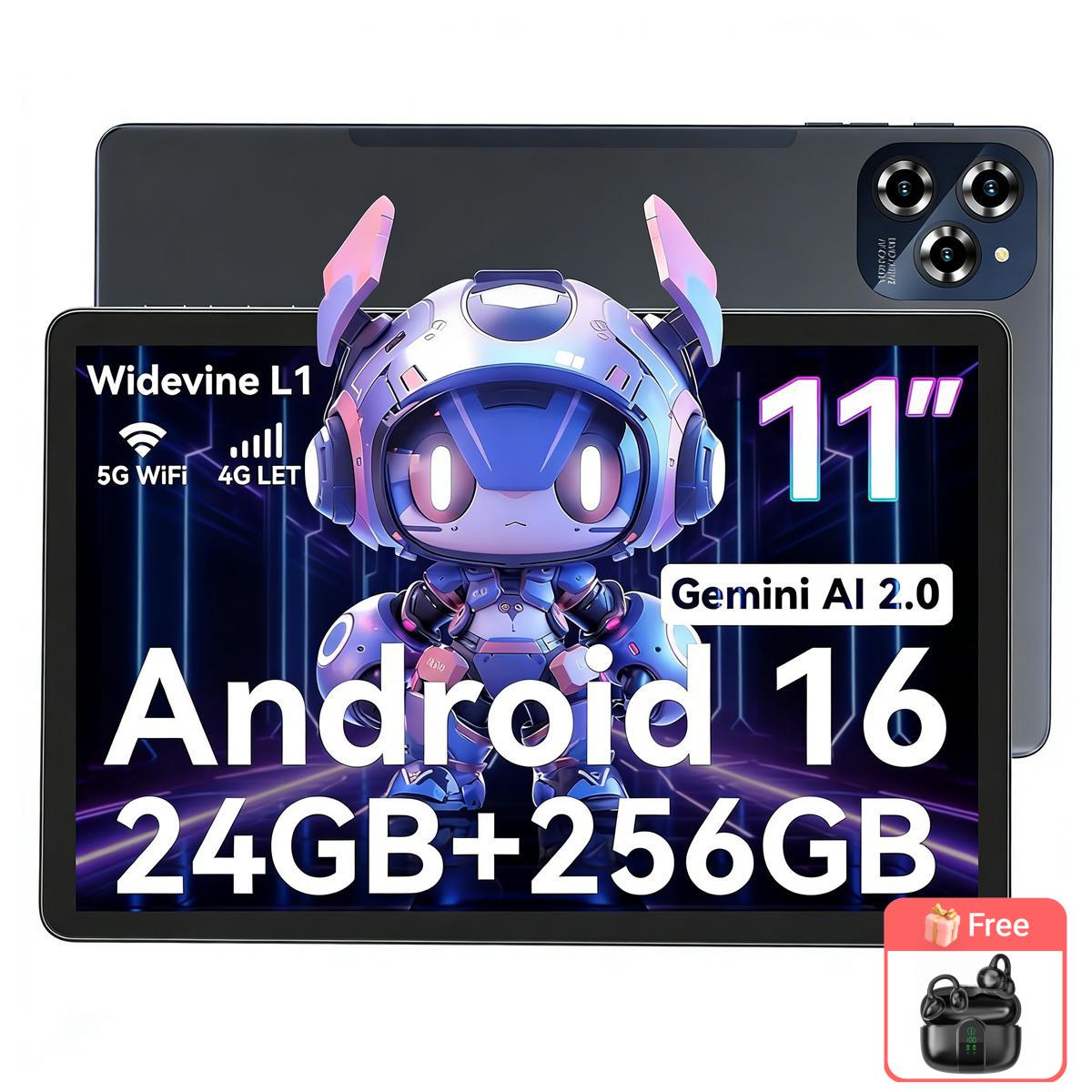 TABWEE W90 11 Inch Tablet Android 16 ,24GB RAM 256GB Memory(2TB TF