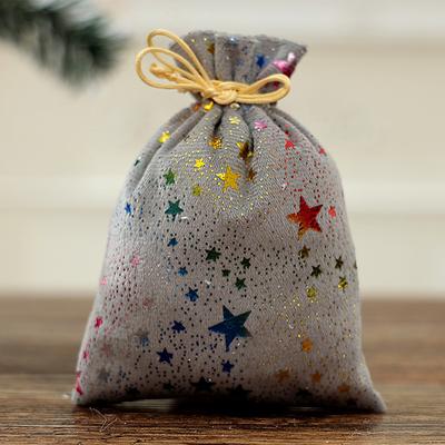 10pcs Fabric Candy Bags with Sparkling Stars for Holiday Gifts
