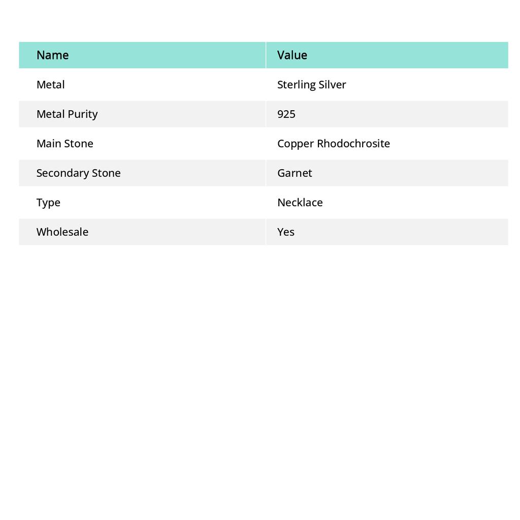 Natural Copper Rhodochrosite 925 Sterling Silver Jewelry Necklace 18" Q3D73