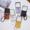 For Samsung Galaxy Z Flip7 5G Case Imprinted Rhombus TPU+PC Phone Cover with Wrist Strap