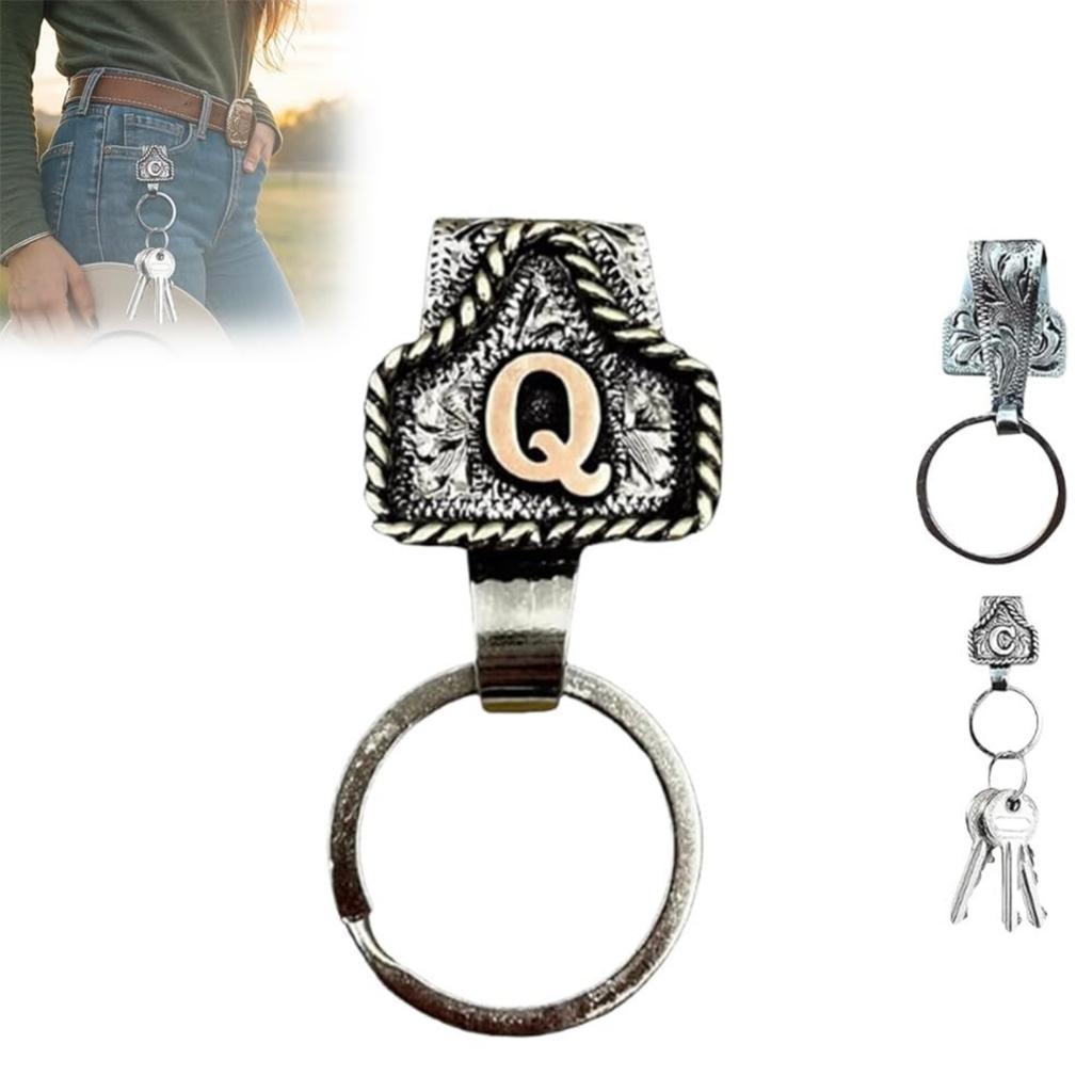Western Cowboy Letter Keychain, Vintage Handmade Letter  Initial Keychain Clip, Personality Metal Key Chain For Belt