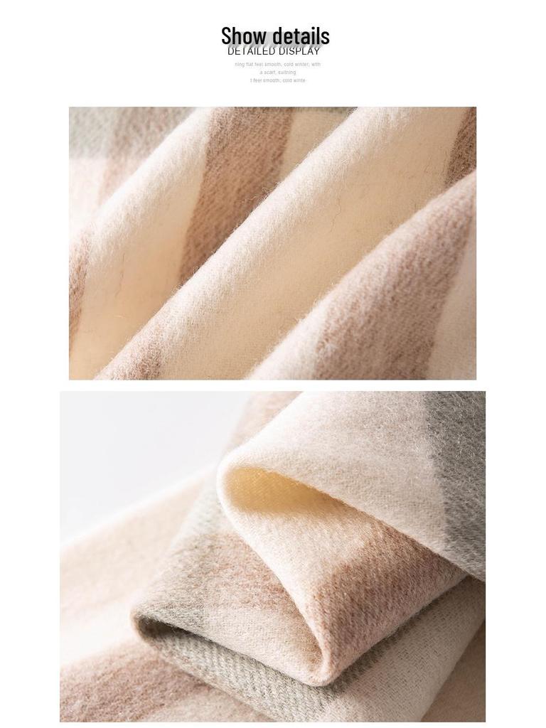 Elegant Women's Wool Plaid Scarf: Sun Protection & Warm Tassel Shawl