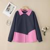 ZANZEA Damen Umlegekragen Langarm Patchwork Pullover Dünnes Sweatshirt