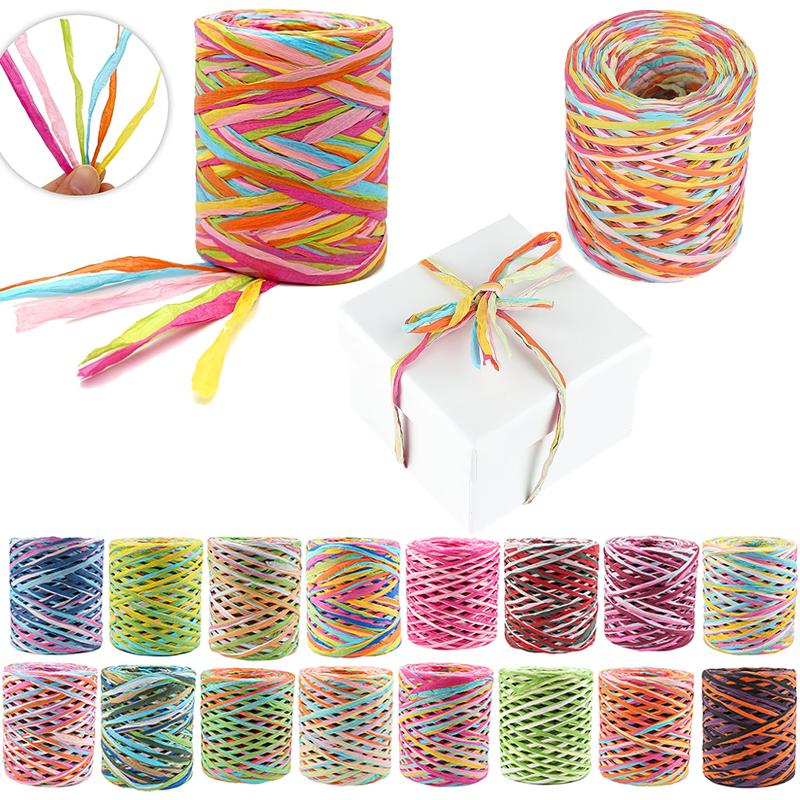 1Roll Paper Rope DIY Weaving Decorative Paper Rope Lafite Grass Creative Handmade Gift Colorful Packaging Rope Bouquet Packaging