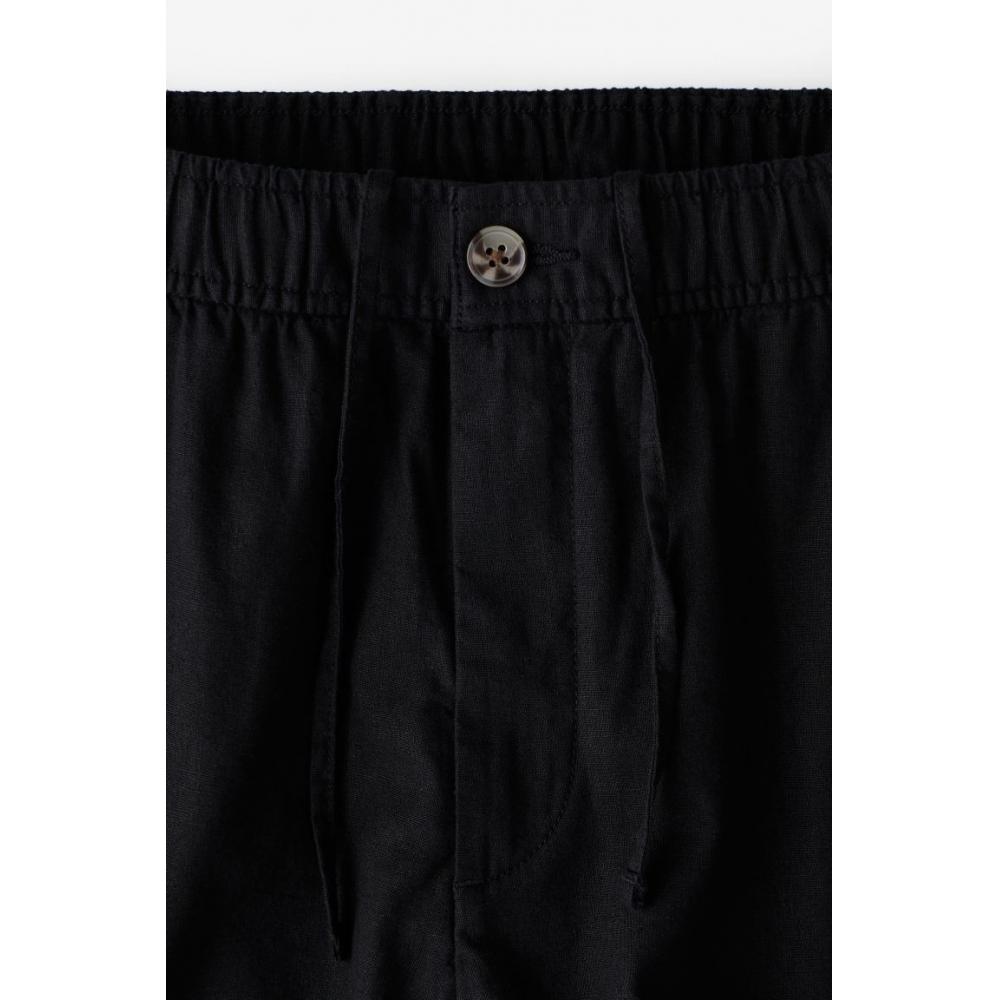 H M Regular Fit Linen Blend Pants Black