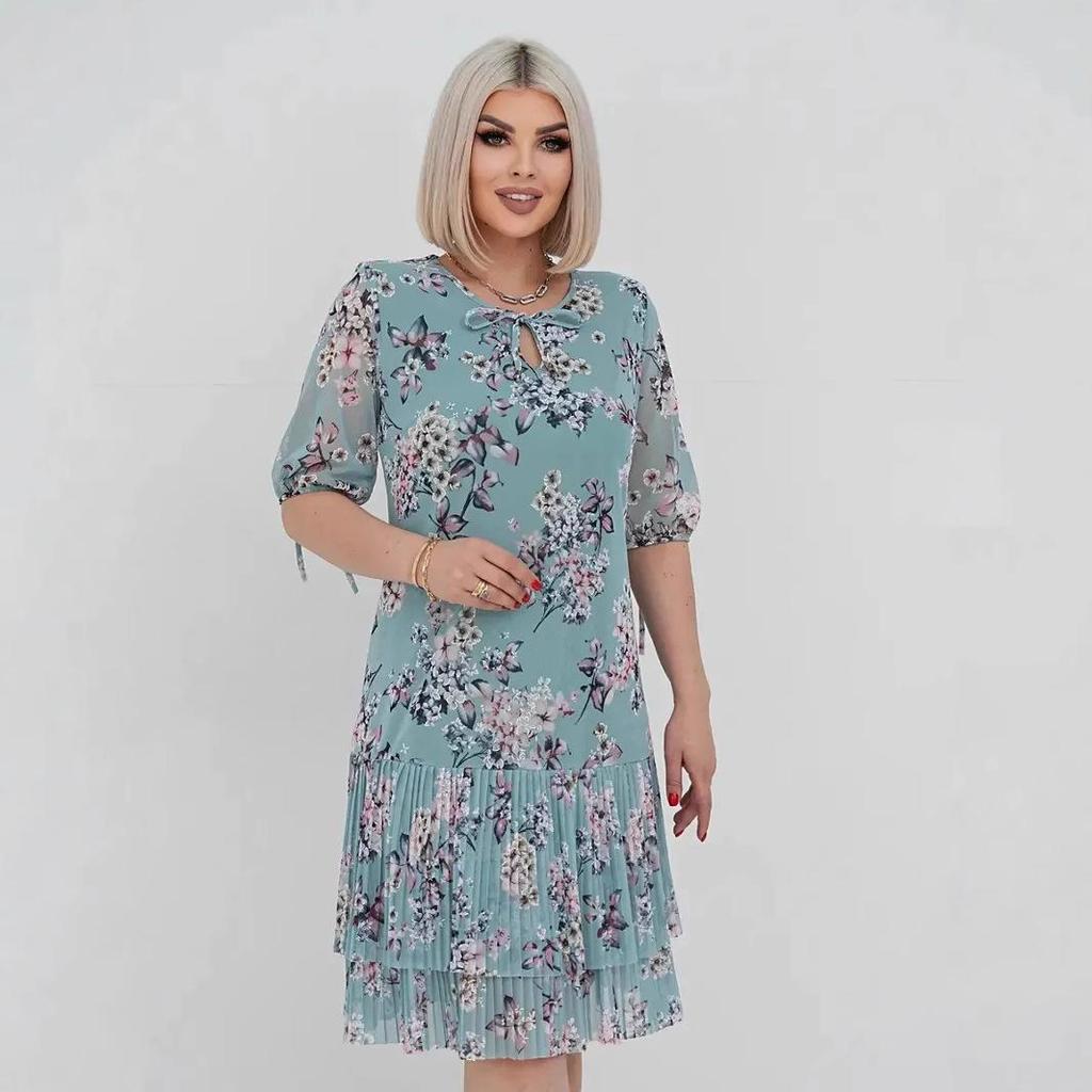 2025 Spring/Summer Women's Off-the-Shoulder Print Dress