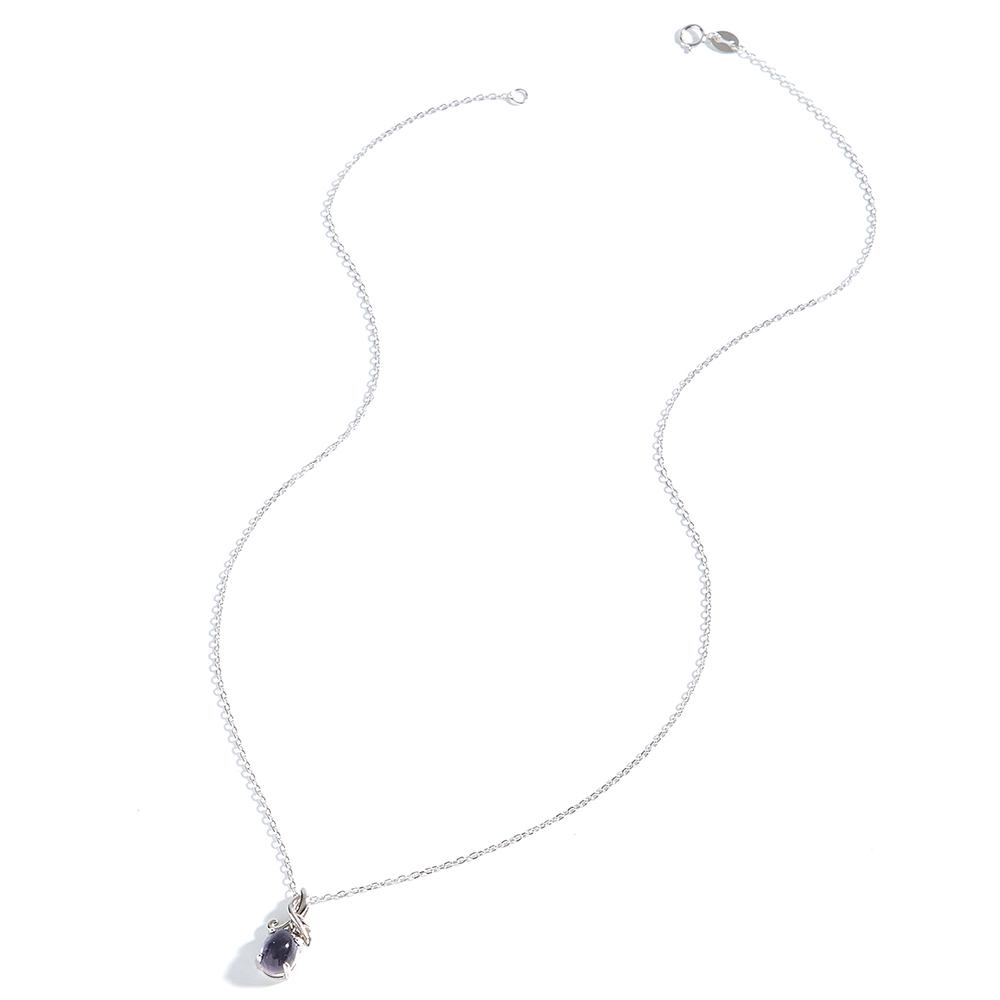 Elegant Tree Leaves Design 925 Sterling Silver Pendant necklace Natural Iolite oval 6*8mm fine jewelry for women's party gifts