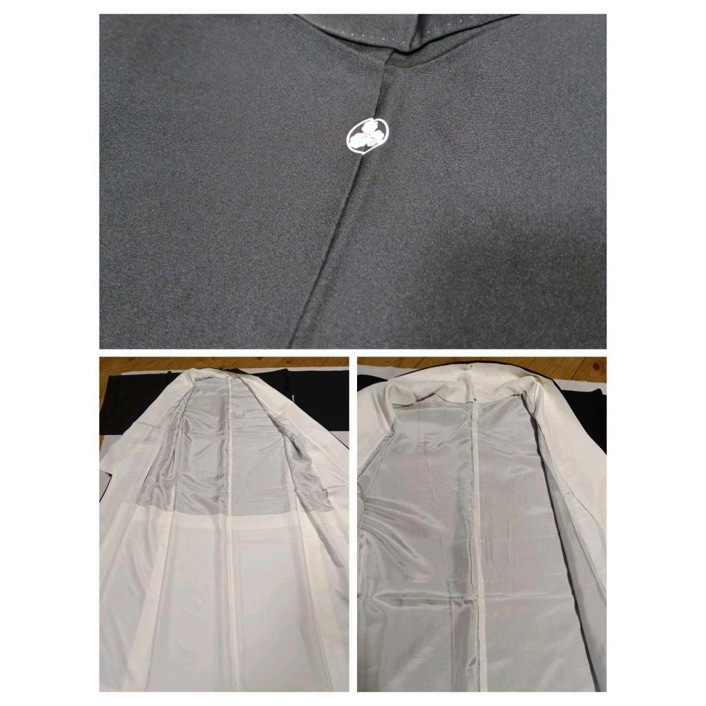 Used Black Tomesode, Pure Silk, Piece Embroidery, Flying Crane Hamamatsu Pattern, Five Crest Hiyori Tailoring, Fukuro Obi Pure Silk, Mitsukoshi