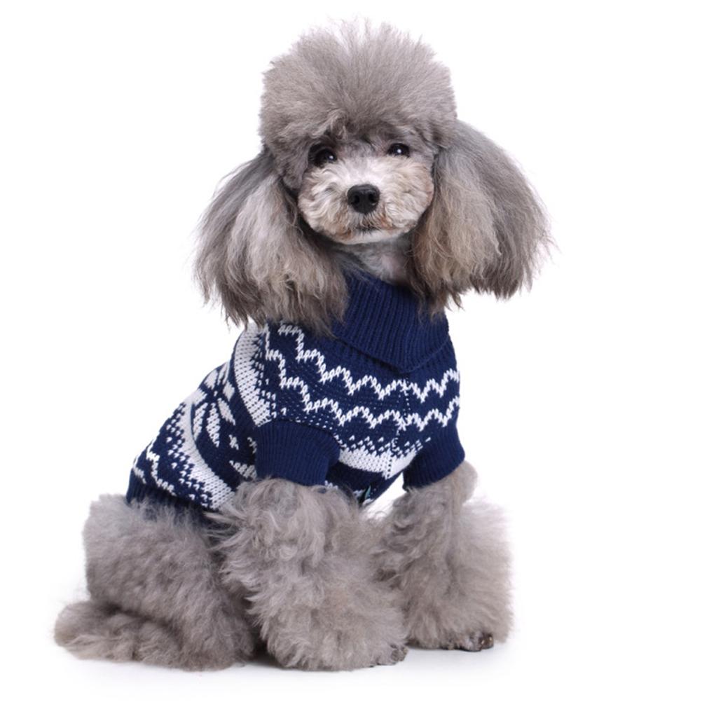 Pet Christmas Sweater Winter Dog Clothes Knitted Costumes Thick Warm Polyester Material Durable Turtleneck Festive Printing