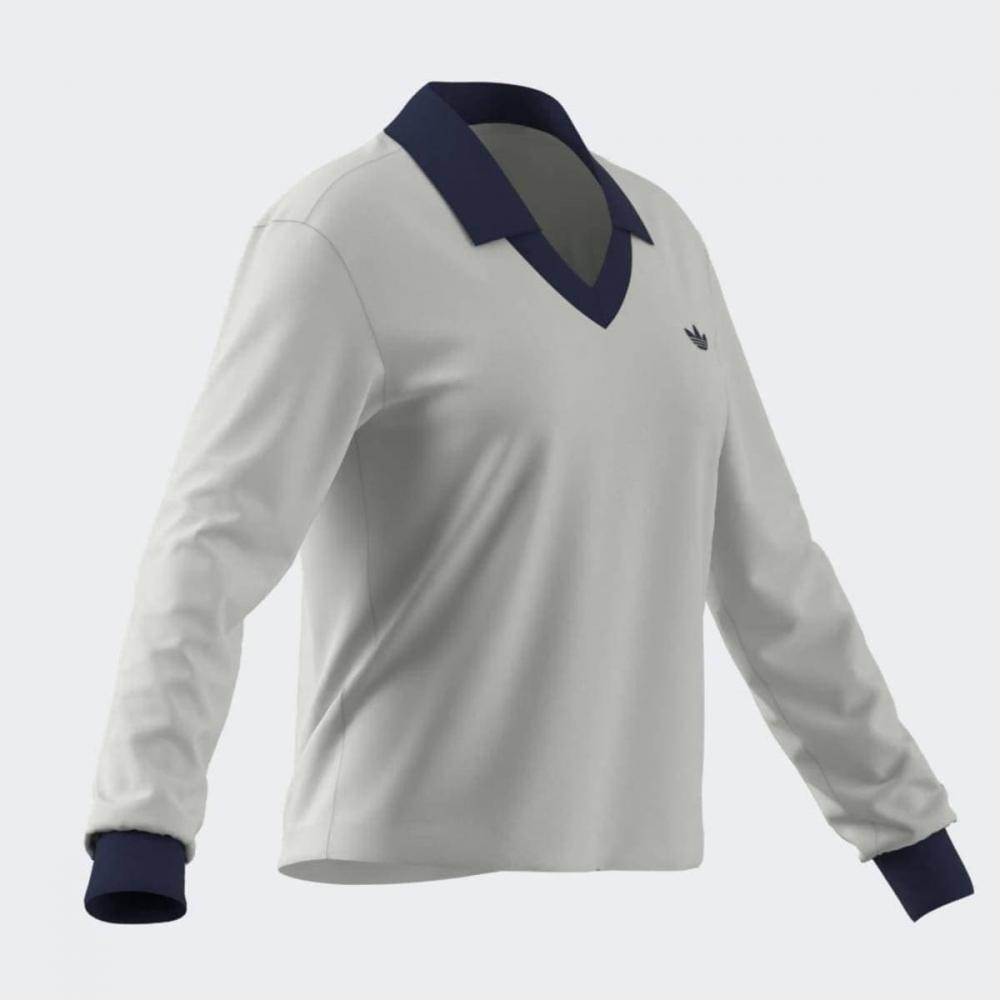 adidas Regular Fit V Neck Ls White Kc9319
