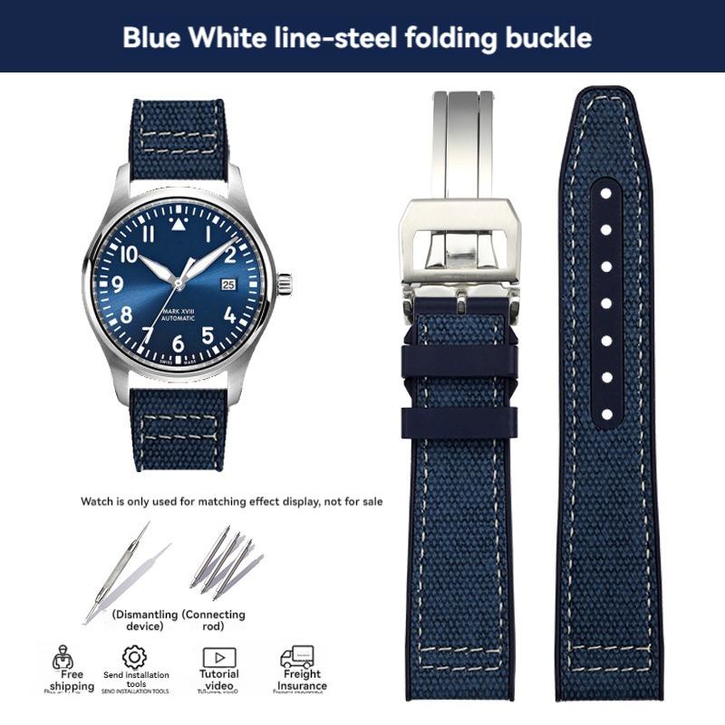 

Новий 20 мм 21 мм ремінець для годинника IWC з тканинним візерунком, основа з фторкаучуку (FKM), ремінець пілота IW389404, браслет, водонепроникний ремінець для чоловічих годинників 21mm