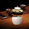 Ceramic Tea Wash Basin Cup with Tin Cover Jar Bowl Residue Bucket for Wedding