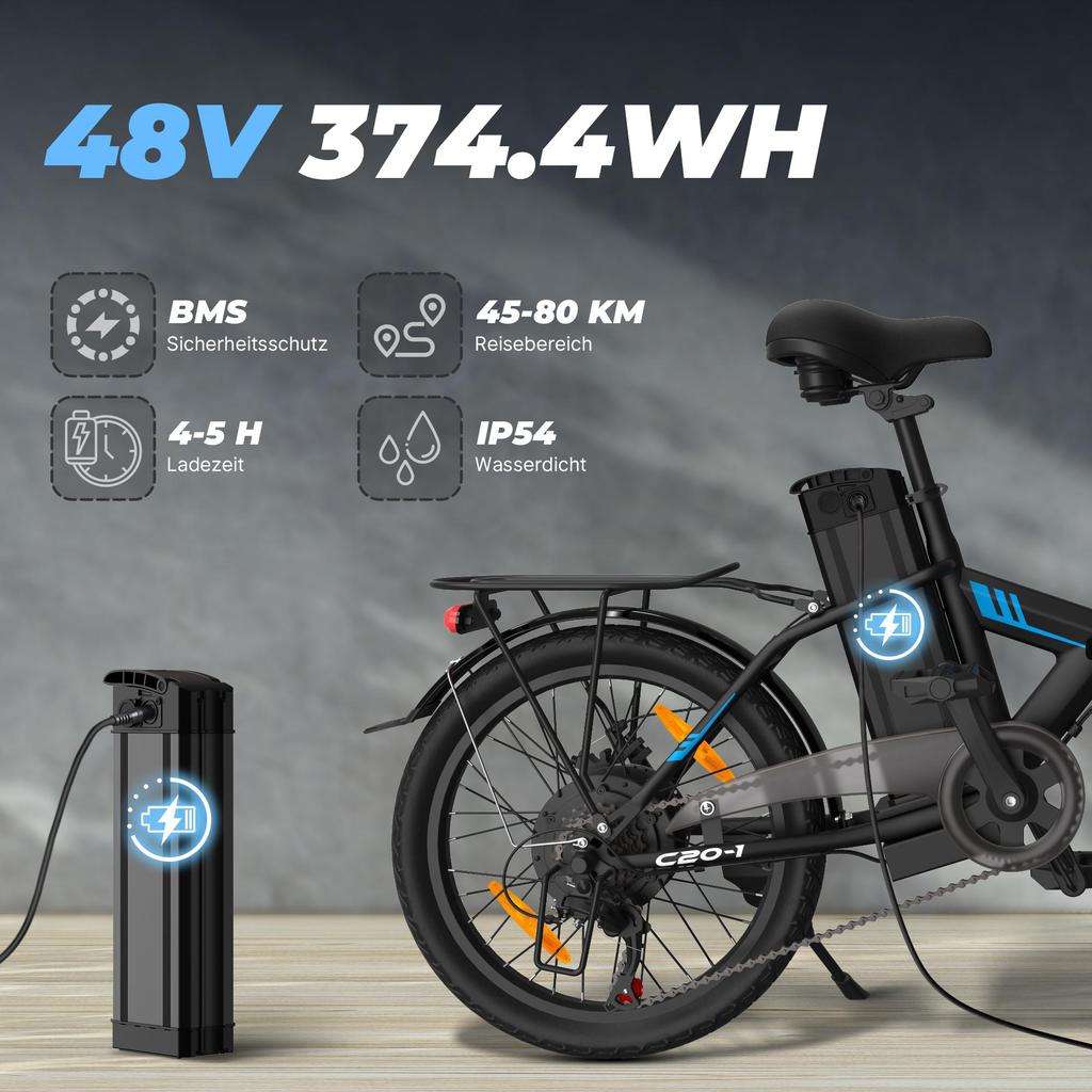 VARUN  C20-1 Folding Electric Bike for Adultswith 250W Motor and 48V 13AH Removable Battery