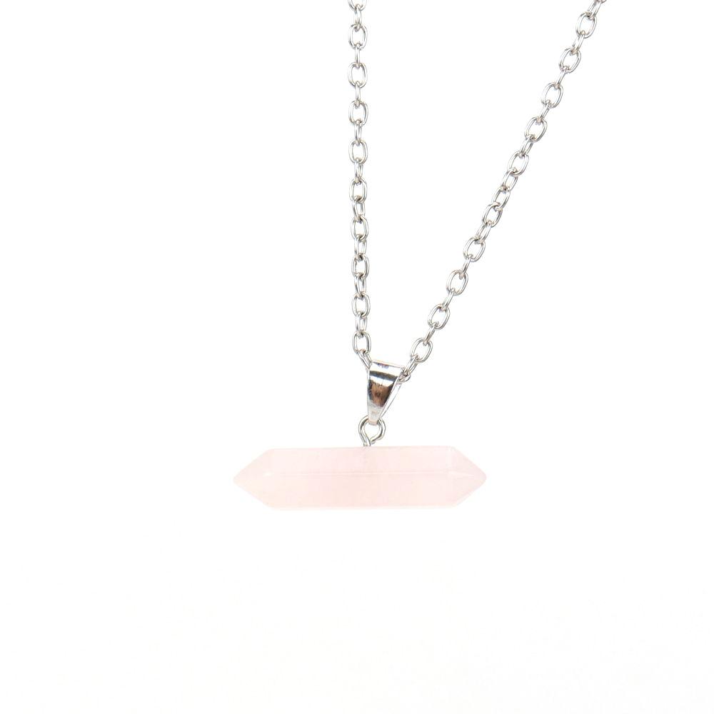 Creative Natural Stone Crystal Amethyst Agate Hexagonal Column Hexagonal Prism Six Pendant Necklace N668