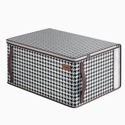 Non Woven Fabric Storage Bag Large Capacity Foldable Clothes Organizer Box with Zipper Closure and Transparent Window for Seasonal Storage One Size