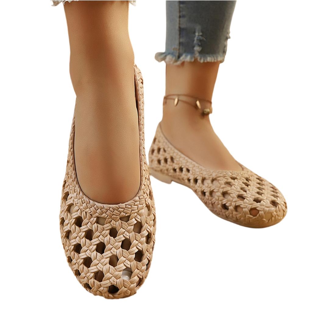 Women’s Closed Toe Hollow Out Slip On Casual Flats Lightweight Breathable Summer Sandals for Outdoor and Indoor Use