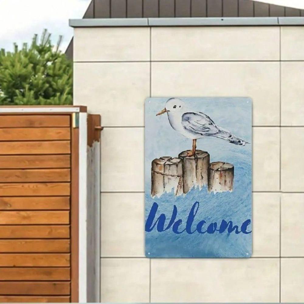Vintage Metal Wall Poster Sea Gull Bar Decor