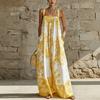 Women Floral Print Maxi Dress Sleeveless Square Neck Casual Summer Beach Dress