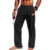 Cross-Border Men's Cotton Linen Drawstring Beach Pants.